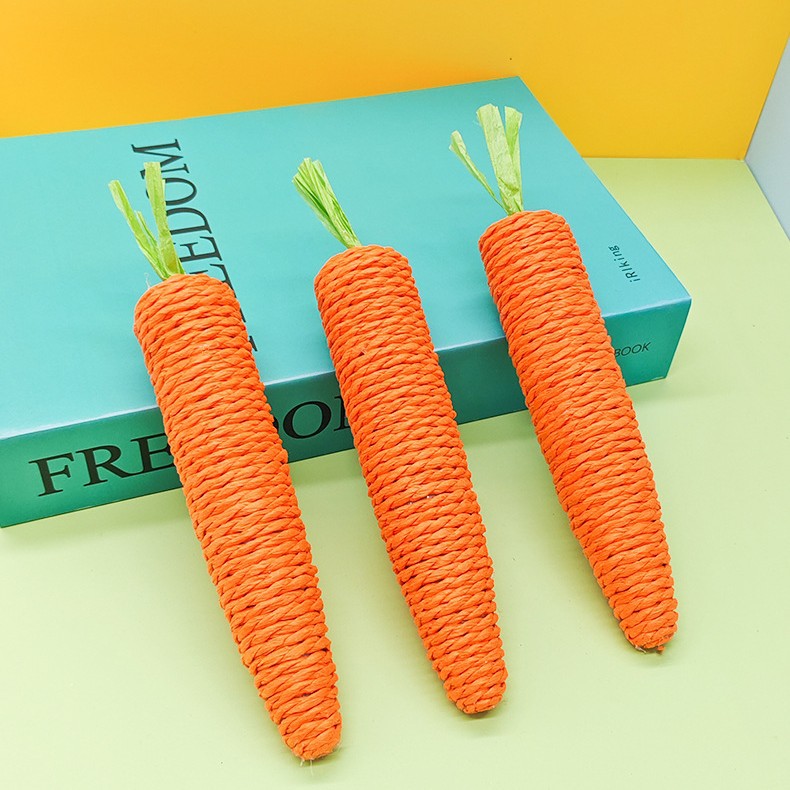Cat Toy Cute Carrot Self-Hei-Hei-Resistant Grinding Molar Paw with Bell Cat Stick Kitten Cat Supplies