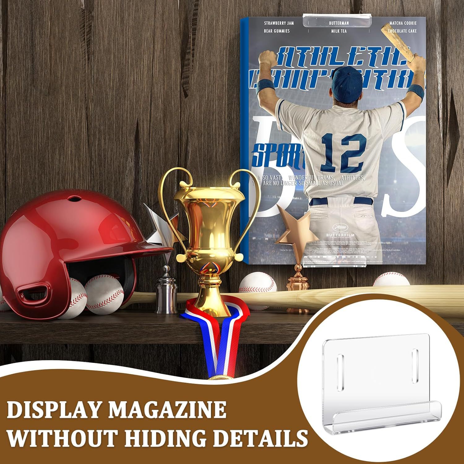 Acrylic Magazine Wall Mount Holder Transparent Magazines Wall Hanging Display Stand Kit Hanging Record Book Holder Manual