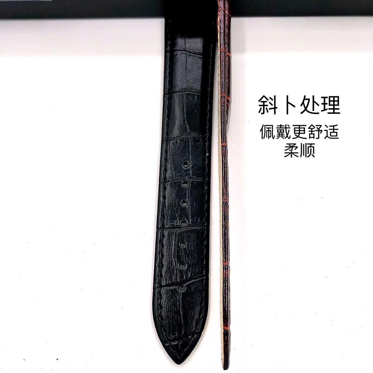 Factory wholesale imitation leather waterproof oblique bamboo pattern strap crocodile pattern leather watch strap 12-22mm in stock