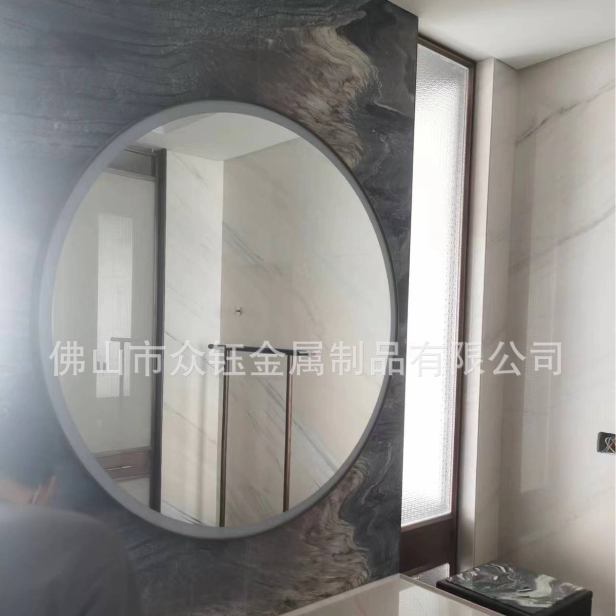 Hotel Bathroom Silver Mirror Art Glass Screen Partition Metal Decorative Lines Skirting Stainless Steel Complete Project