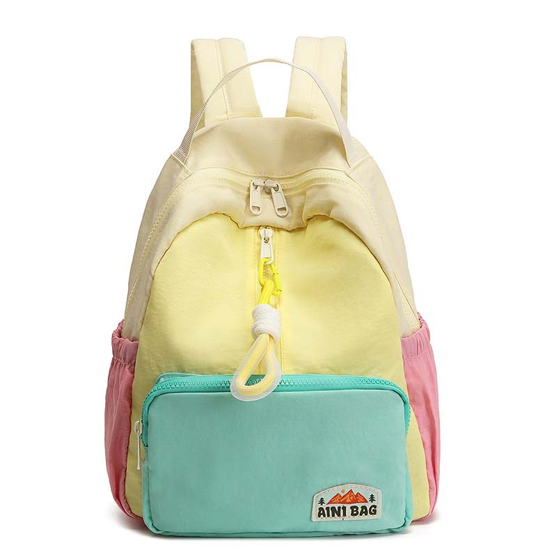 Popular Macaron Contrast Color Backpack Women's 2025 New Cute Splicing Small Backpack Large Capacity Children's Backpack
