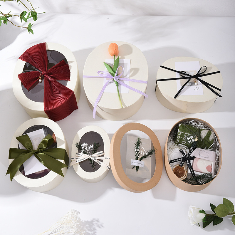 2025 New Year Baking Packaging Box Oval Gift Box with Lid and Transparent Large Capacity Gift Box with Lid