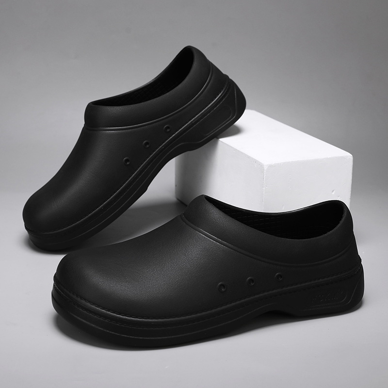 Chef's Shoes, Men's and Women's Shoes, Toe-Toe Shoes, Low-Top Casual Shoes, Waterproof and Oil-Proof Sports Rehabilitation Shoes, Black Soft-Soled Work Shoes