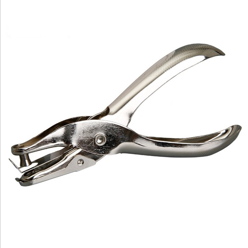 Hand-Held Hole Punch Single-Hole Portable Punch Pliers 6mm Round Hole Diameter Paper Document Planner Office Stationery Puncher