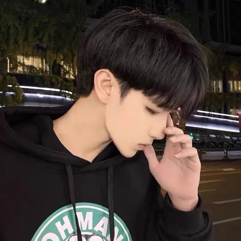 Wig Men's Full Headband Style Boy's Slightly Broken Cover Short Hair with Bangs Korean Style Idol Handsome Daily Fluffy Hair Cover