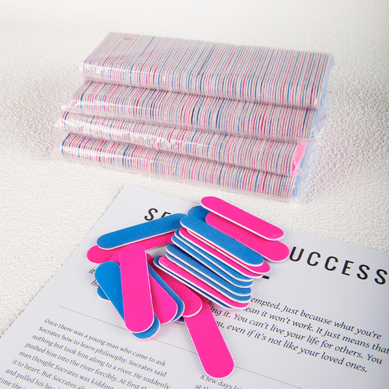 Factory Direct Sales Short Polishing Strip Small Rubbing Strip Pink Blue Nail File Mini Nail Polishing and Shaping Sanding Strip in Stock