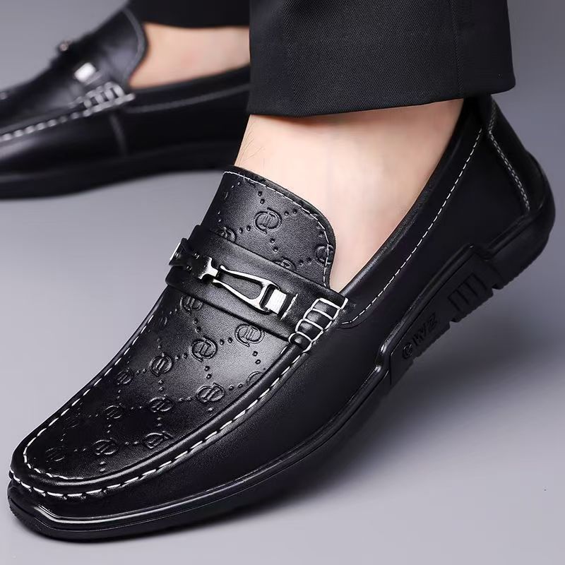 Men's Shoes 2025 New Summer First-Layer Cowhide Beanie Shoes Men's Genuine Leather Versatile Casual Leather Shoes Slip-On Shoes