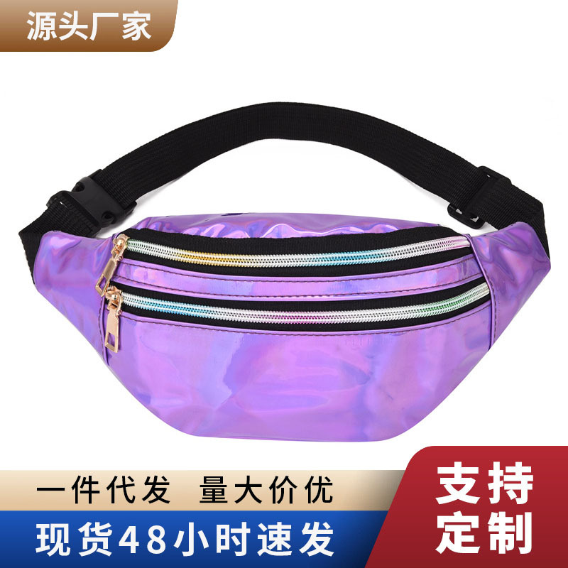 Гладкая поясная сумка из патентной кожи для женщин, яркая модная повседневная сумка через плечо для мужчин и женщин, новая лазерная сумка для телефона 2026