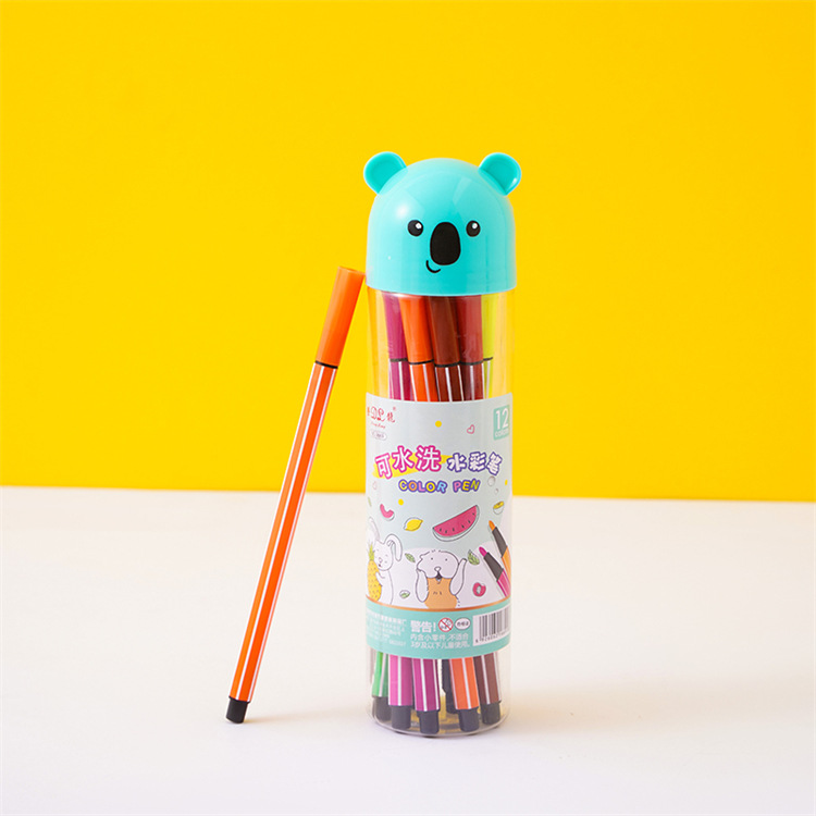 Children's Art Supplies Graffiti Painting Pen Soft Barrel 12 Colors Washable Watercolor Pen Brush Wholesale Hand-Painted Coloring Creativity