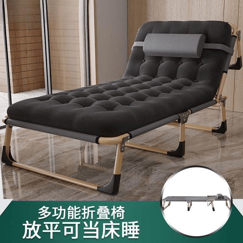 Folding Bed Single Bed Household Portable Multifunctional Recliner Office Simple Lunch Break Bed Adult Simple Army Bed