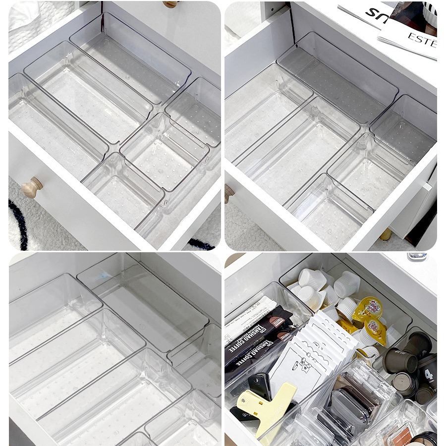 Household Transparent Storage Box Desktop Plastic Finishing Box Portable Storage Box Finishing Small Box Beauty Makeup Storage Combination