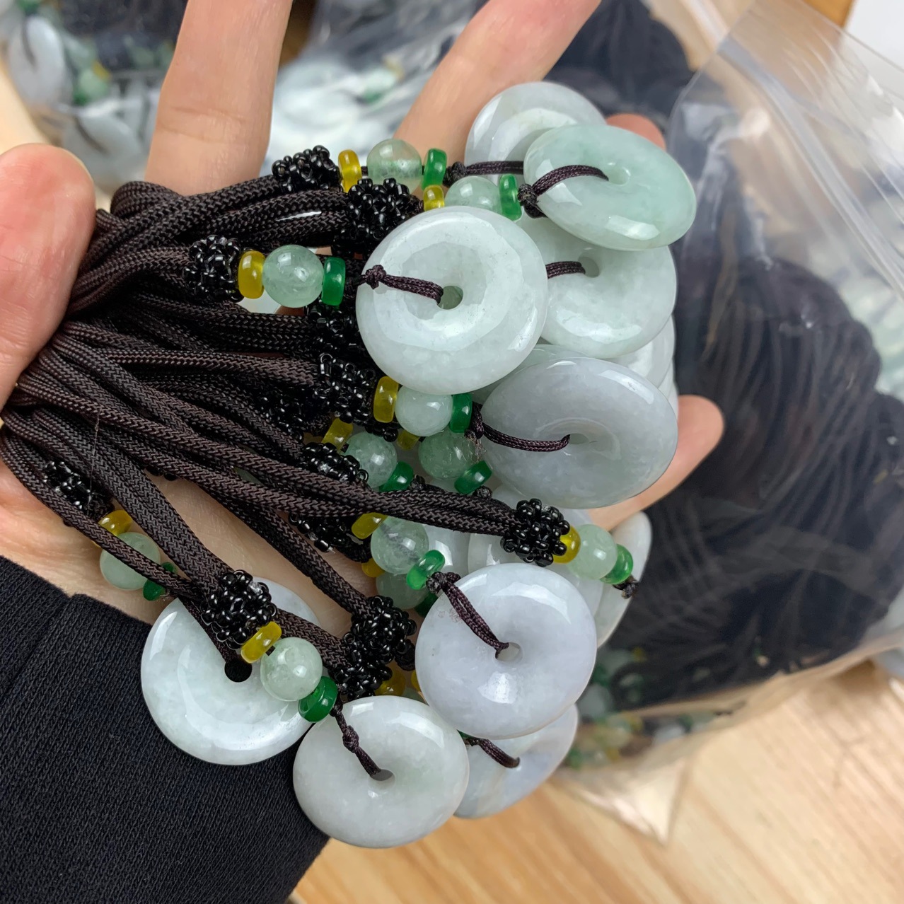 Jade Jade Hanging Ping An Buckle Bean Green White Domestic Identification A Goods Jade Pendant Jade Pendant