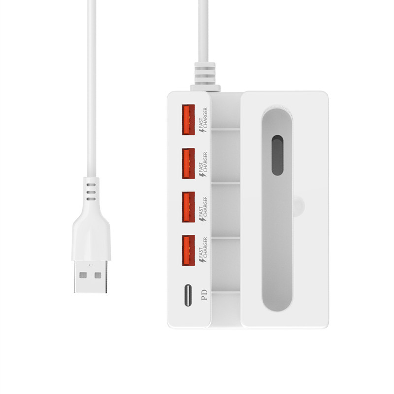 New multi-port charging HUB sound amplification bracket function mobile phone charger USB fast charging PD charging cable strip gift