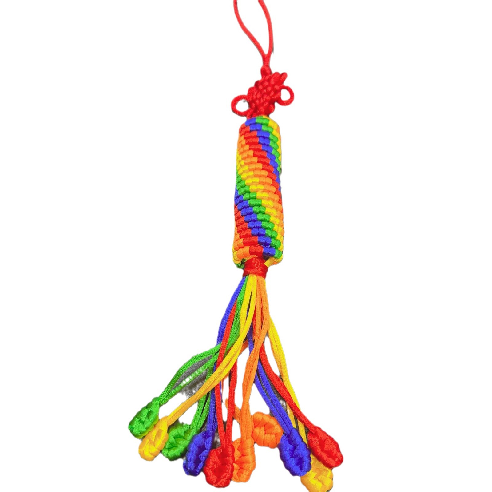 Xizang-style diamond knot pendant hand-woven five-color thread red Chinese knot car home pendant