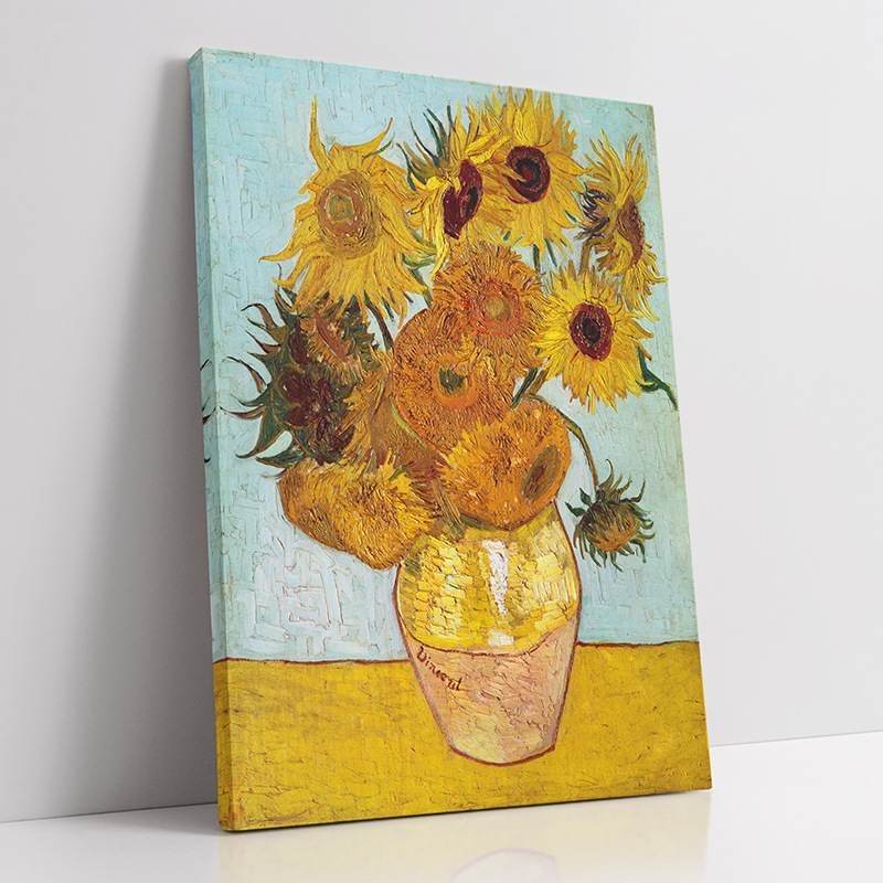 Van Gogh Sunflower European Living Room Decorative Painting Micro-spray Flower Oil Painting American Frameless Painting Apartment Homestay Mural