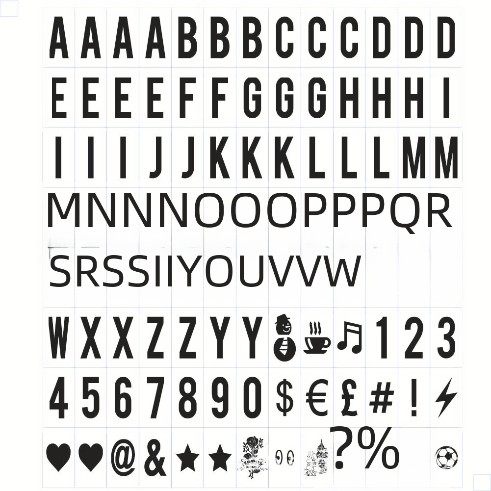 Letter Light Box Letter Card Character Expression Black Color Card Full Series