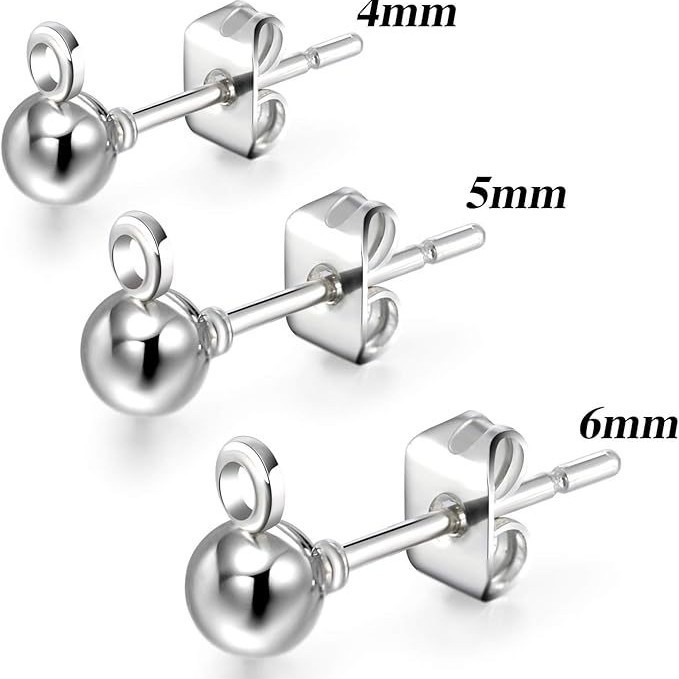 Simple couple earrings earplugs cross-border jewelry wholesale round flash sand earrings smooth earrings for men and women