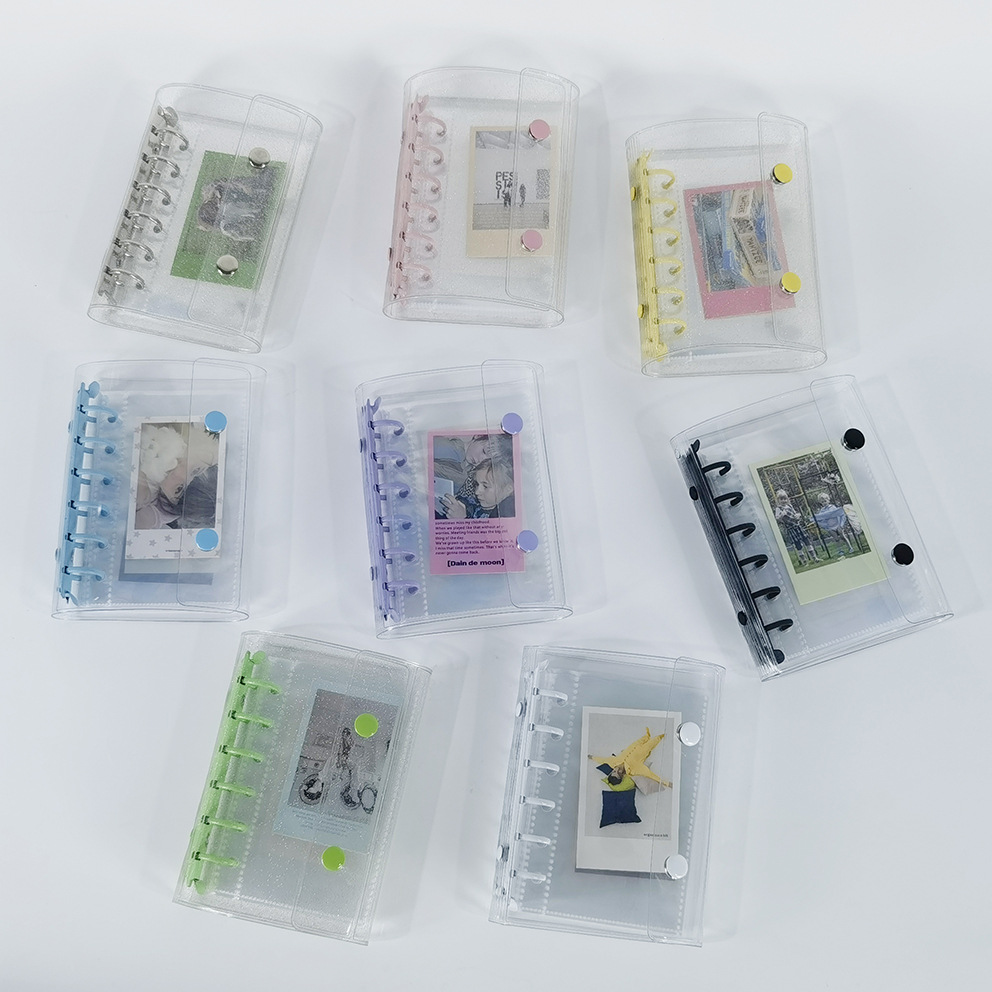 A7 прозрачный двойной зажим для записной книжки, маленький карман для хранения, альбом для фотографий, блокнот, дневник, 6-孔, 3 дюйма, коллекция