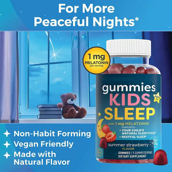 Children's Sleep Gummies Kids Sleep Gummies Fruity Melatonin Export Hot Selling Factory Ready Stock