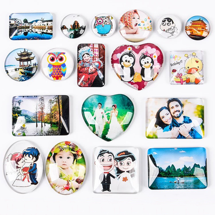 Crystal Refrigerator Magnet DIY Customized Baby Travel Scenery Photo Commemorative Gift Crystal Glass Refrigerator Magnet Magnetic