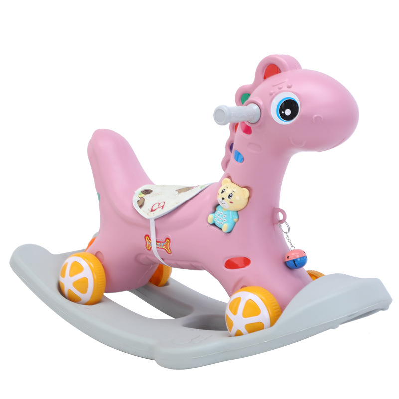 Gift for Children Trojan Horse Rocking Horse Baby Sneaker Two-in-One Baby Scooker One Year Birthday Gift