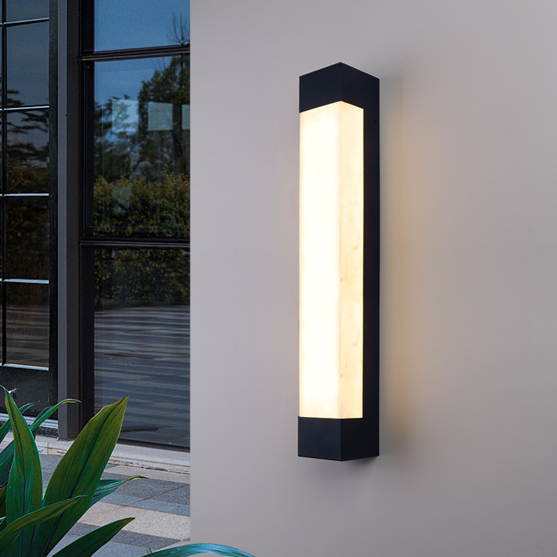 Modern Outdoor Wall Lamp Courtyard Lamp Villa Entrance Door Lamp Terrace Long Stainless Steel Imitation Marble Waterproof Wall Lamp