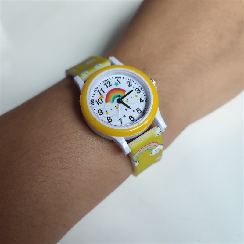 New Children's Watch Girls Cute Cartoon Quartz Watch Rainbow Cloud Print Silicone Band Watch Dropshipping