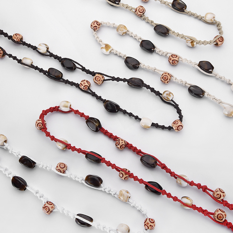 Literary Retro Ethnic Style Irregular Bead Dress Waist Chain Bohemian Style Braided Slimming Waist Rope