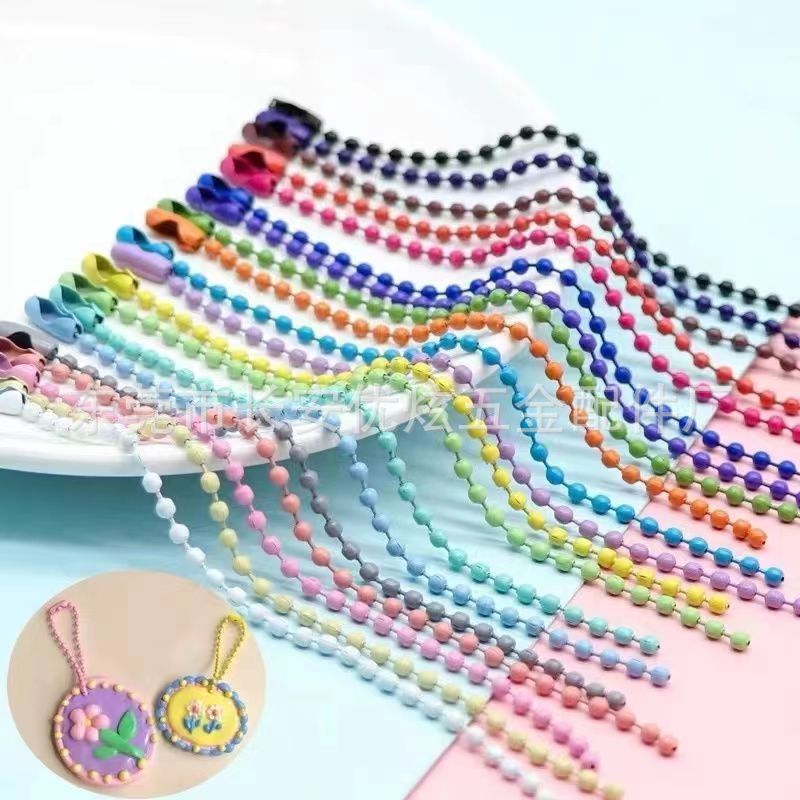 Factory Direct Sales Metal Guka Tag Chain DIY Jewelry Painted Chain 2.4*100mm Colorful Wave Bead Chain