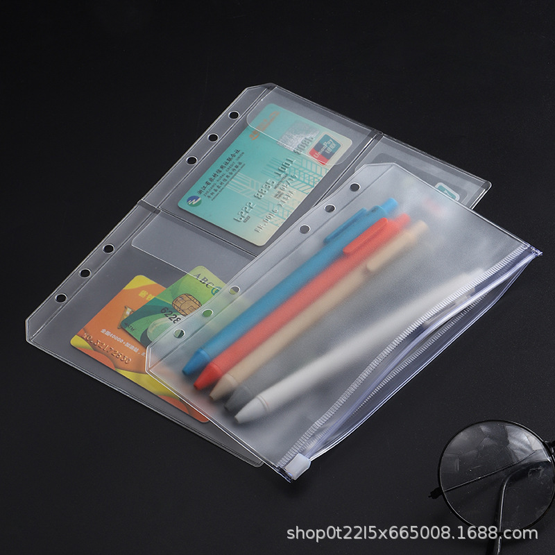 A5A6A7B5 bill storage bag standard loose-leaf 6 hole zipper bag cash PVC loose-leaf book transparent storage bag