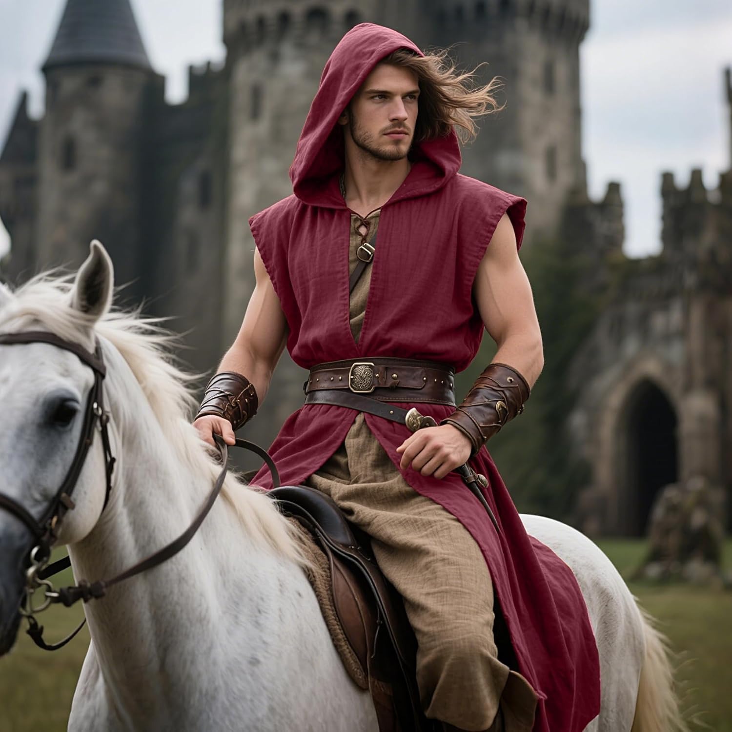 Мужская средневековая безрукавная верхняя одежда, ренессансная мантия, безрукавный жилет, викинги