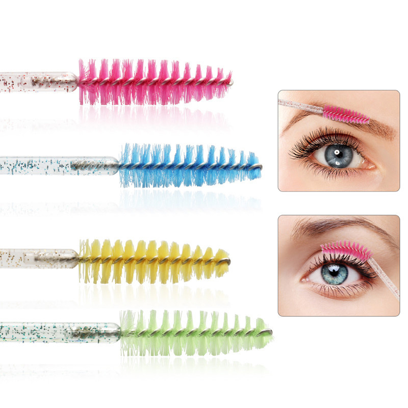 Manufacturer's Ready-Made Crystal Rod Disposable Eyelash Brush Solid Spiral Eyebrow Brush Eyelash Comb Makeup Tools Wholesale