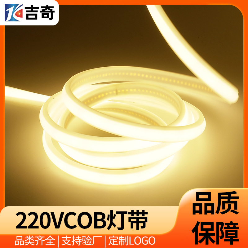 110V Cob Light Strip 220V Whole House Warm Light Flicker-Free Flexible Light Strip Lighting Outdoor High Voltage Waterproof Super Bright