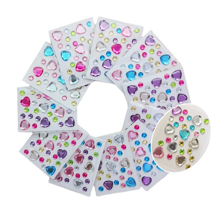 Mini Colorful Diamond Sticker Accessories Cross-Border DIY Diamond Stickers Acrylic Diamond Stickers Stars Heart Gem Stickers