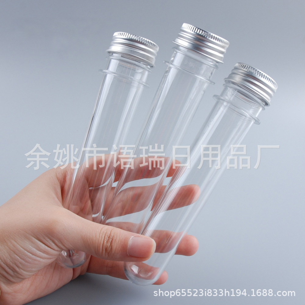 45ml Transparent Cylindrical Pet Test Tube Bottle, Special Anti-Leakage for Shoelaces, Portable Storage with Lid, Travel Size