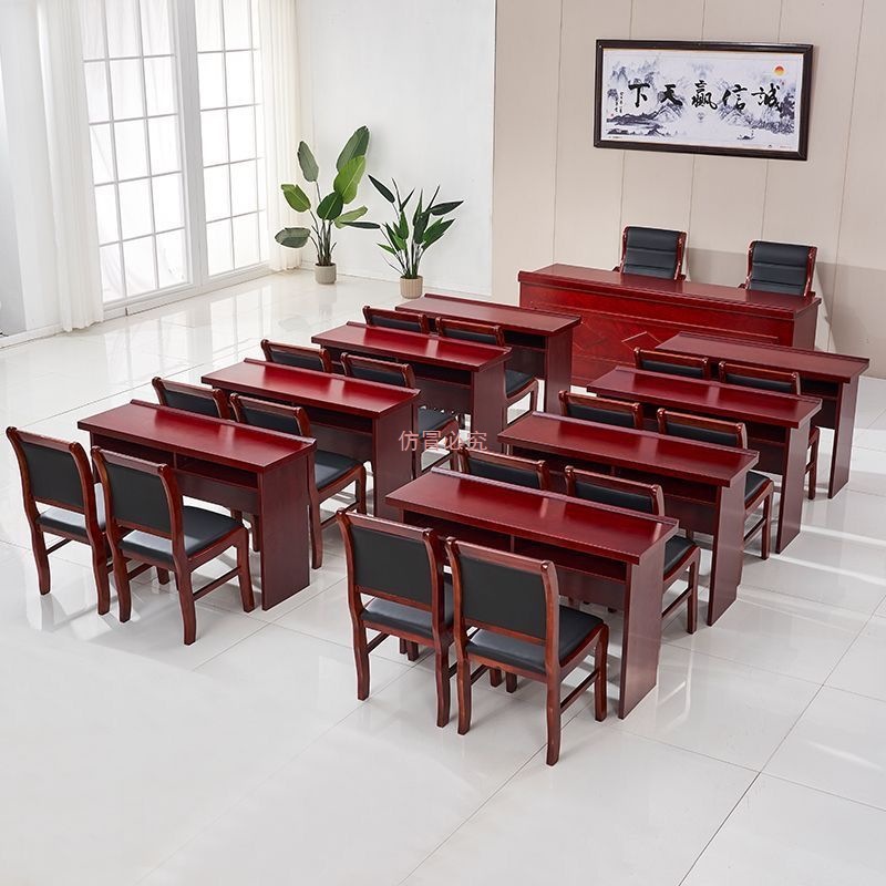 Small Conference Table, Conference Room Chair Combination, Solid Wood Double Conference Room, Party Member Activity Room, Stage Paint Long Table