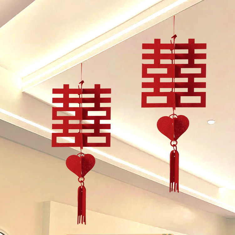 Wedding Room Decoration Set Living Room Wedding Decoration Ceiling Fan Flower Garland Happy Word Hanging Wedding Supplies Hanging