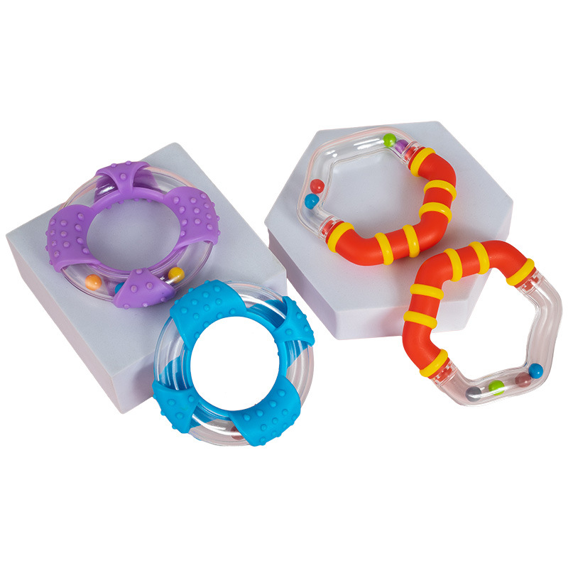 Baby Rattle Baby Soothing Hexagonal Translucent Bell Children's Enlightenment Early Education Educational Grasping Toy Rattle