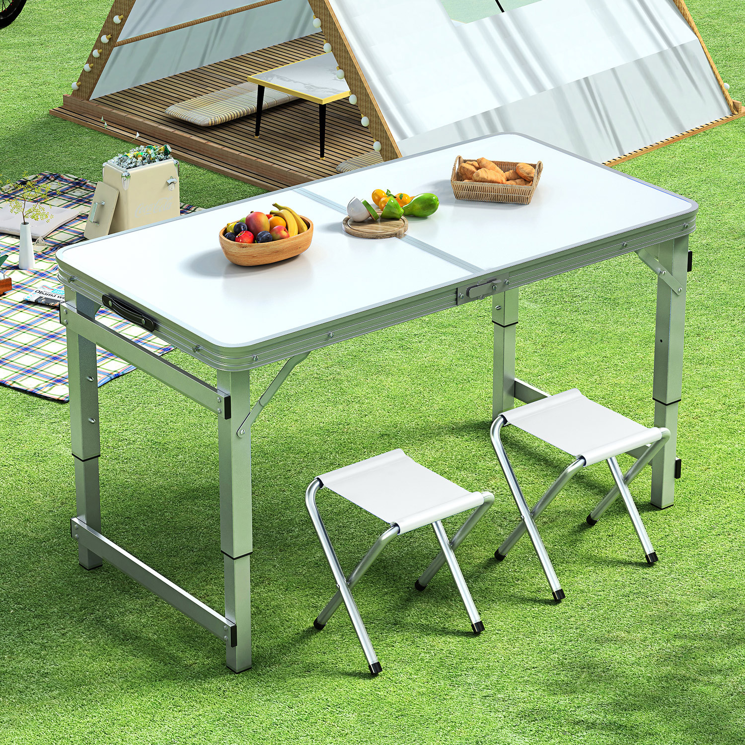 Outdoor Table Portable Aluminum Alloy Foldable Dining Table Folding Table and Chair Picnic Small Table Stall Table Round Square Tube Table