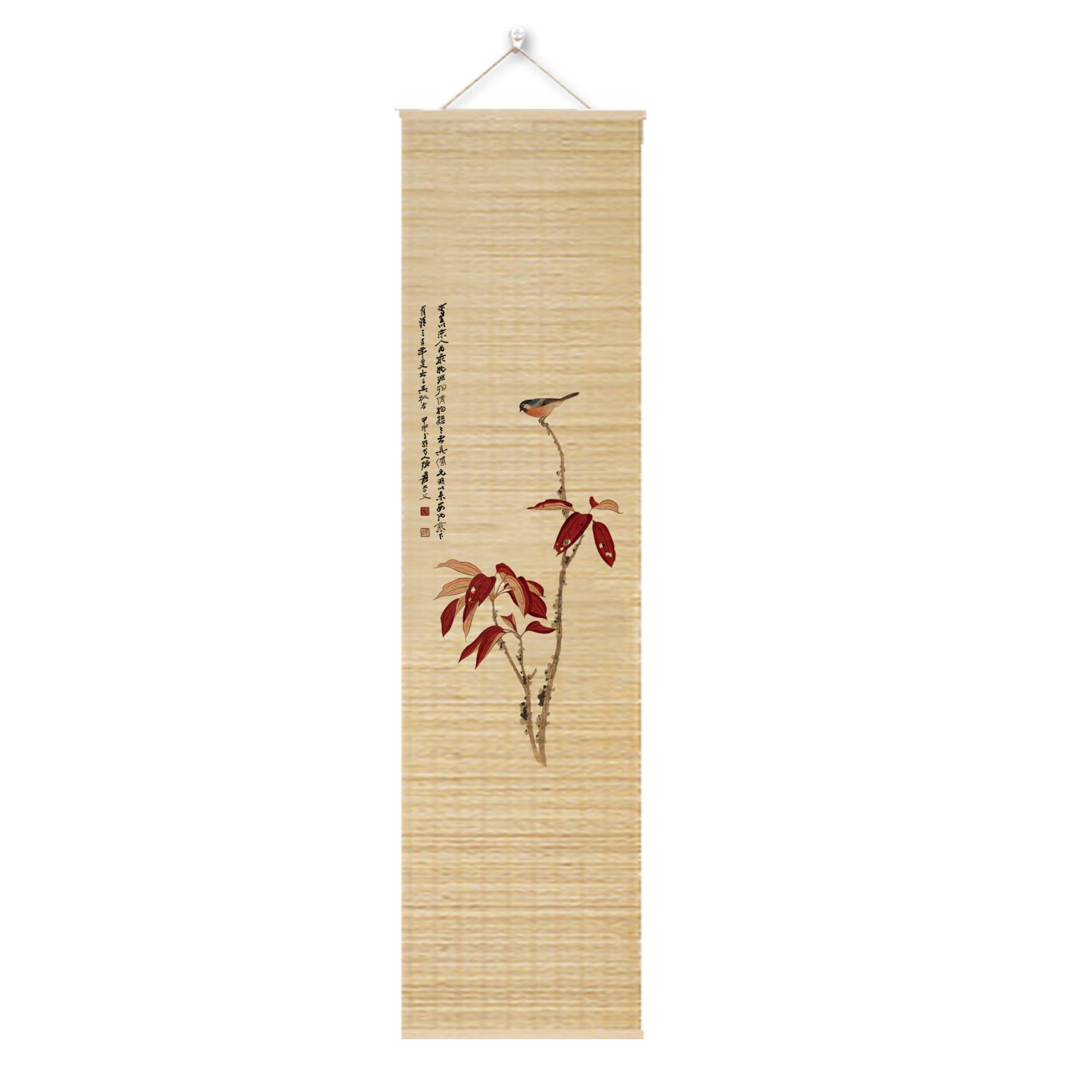 New Chinese-Style Entrance Hall Hanging Painting Bamboo Curtain Calligraphy Painting Living Room Scroll Zen Calligraphy Ancient Style Study Room Tea Room Decorative Painting Curtain
