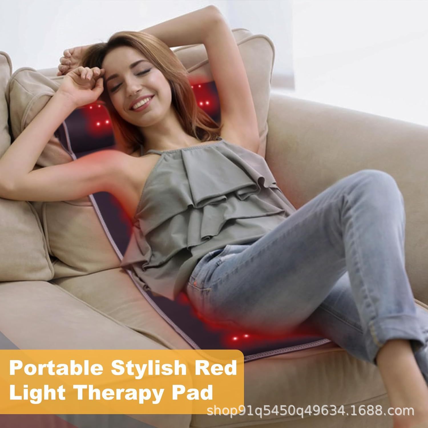 New cross-border leather red light physiotherapy pad with neck support multifunctional dual wavelength relaxation waist and neck hot compress