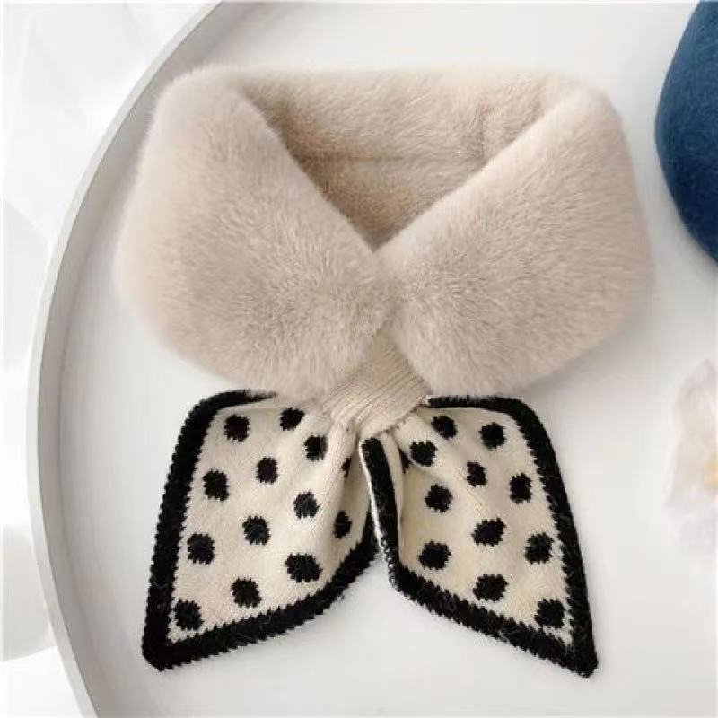 Wholesale Warm Neck Scarf New Polka Dot Plush Scarf Neck Cover Autumn and Winter Korean Version Versatile