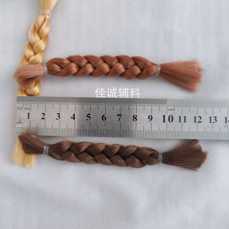 Doll Wig with Pigtails, Polypropylene Silk DIY Wig Hair, 12cm Long, 6 Colors in Total, Hand-Tied Braids