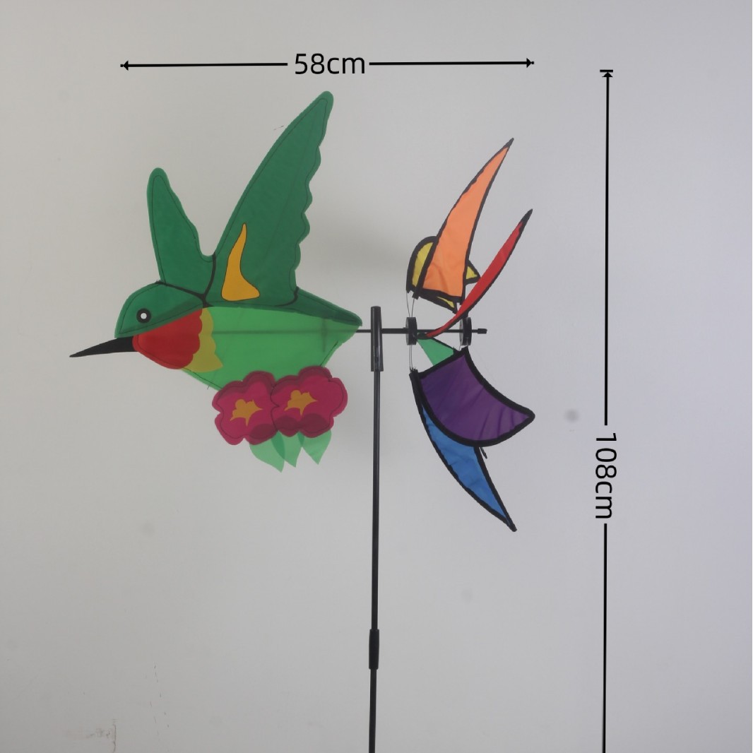 Street Stall Children's Toys Hummingbird Fabric Three-Dimensional Windmill Outdoor Decoration Colorful Wholesale Inventory Clearance Special Price
