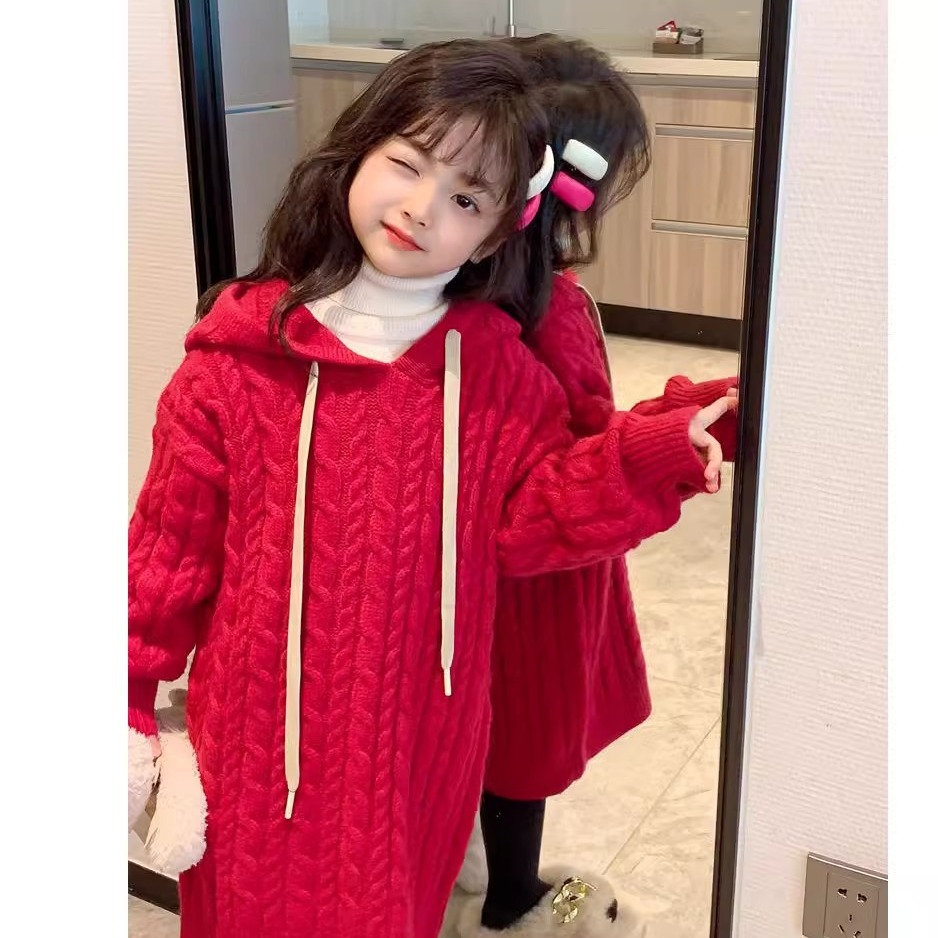 Hooded Long Knitwear for Boys and Girls to Wear during the New Year. Private Customization with Pictures and Samples. Customized Cross-Border Aliexpress