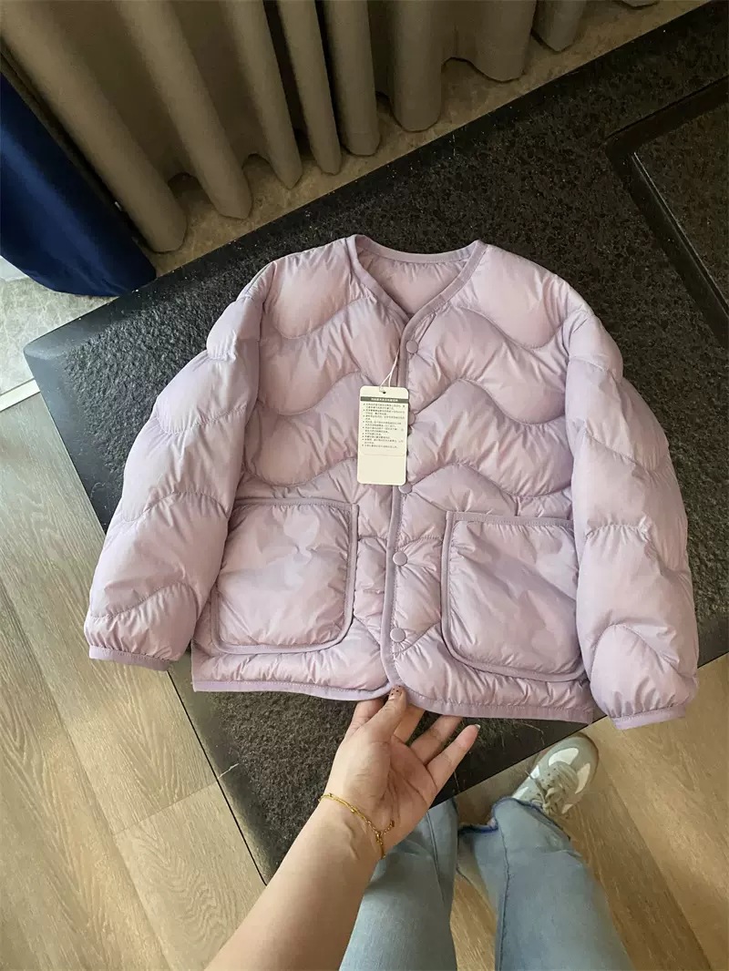 Children's 90% Duck down Lightweight down Jacket 2025 New Model Kids' Autumn and Winter Round Neck Wave Pattern Lightweight down Jacket