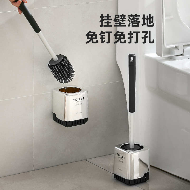 Силиконовая туалетная щетка для уборки ванной без мертвых концов, настенный набор туалетной щетки