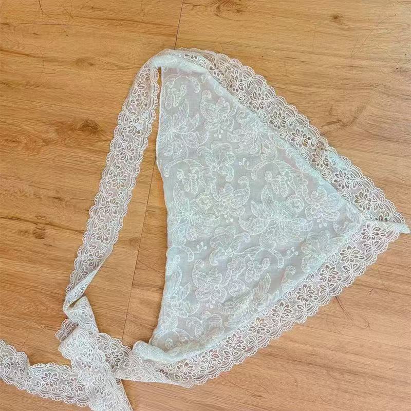 Новый корейский дизайн 2025 года, изысканный жаккардовый кружевной рюши, треугольный шарф цвета абрикос, один размер подходит всем