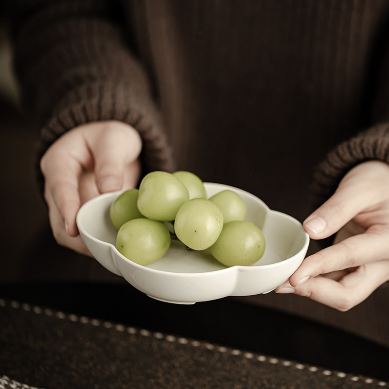 Grass Ash Pot Fruit Bearing Plate Pastry Plate Household Snacks Dried Fruit Dish Cover Bowl Base Plate Tray Ceramic Dried Bubble Plate