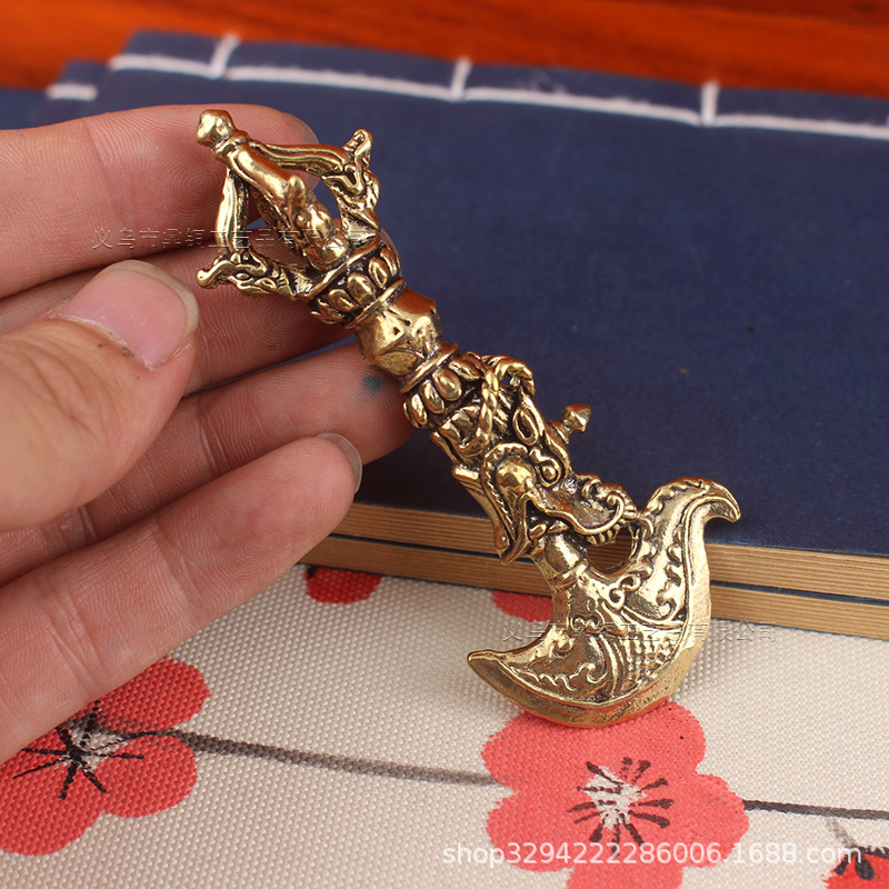 Retro Brass Faucet King Kong Pong Handle Piece Religious Instrument Demon King Kong Pestle Decoration Wen Play Old Bronze Wholesale